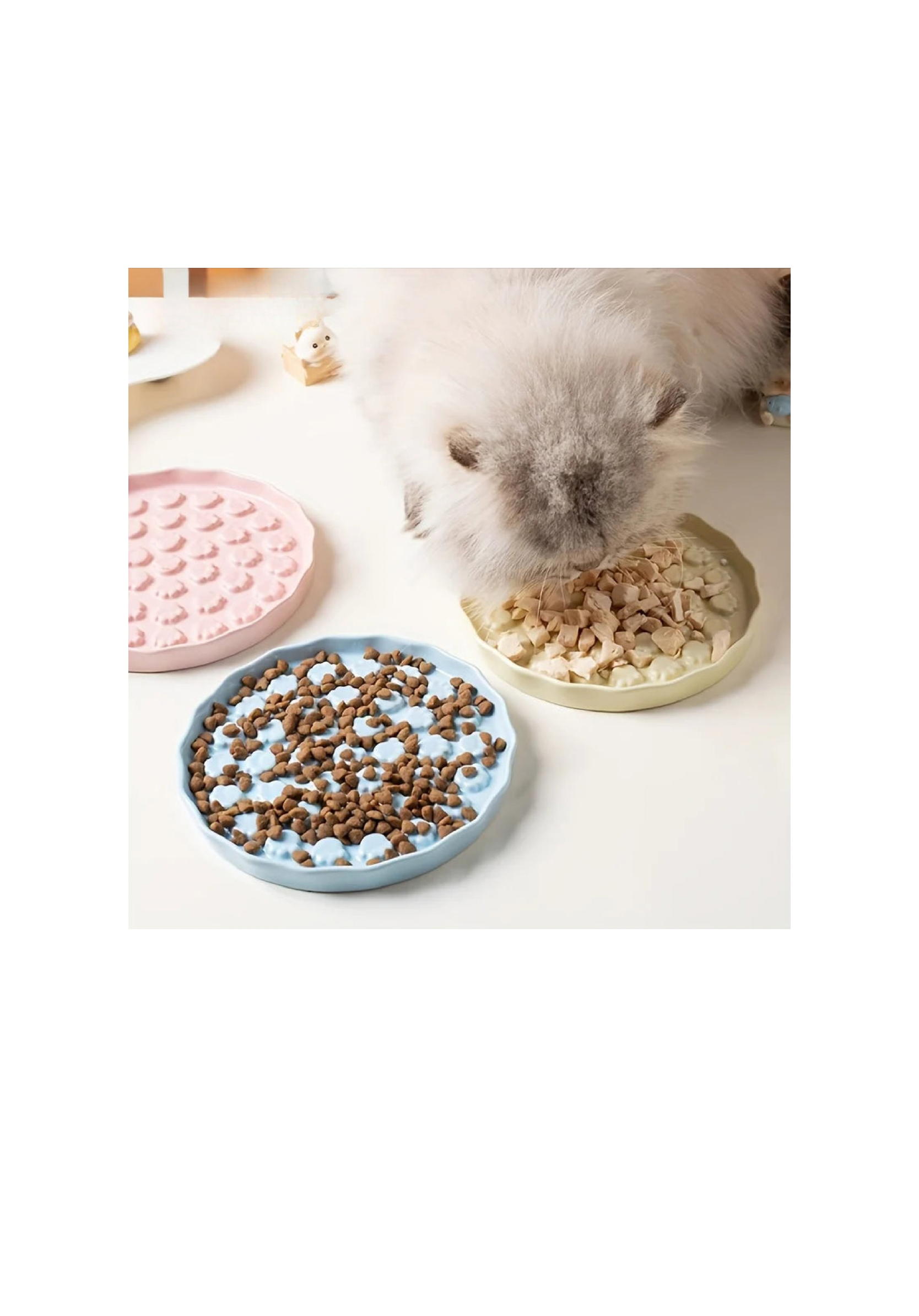 Somna Pets™ Ceramic Slow Feeder Bowl – Paw Design Anti-Gulping Dish for Cats & Small Dogs