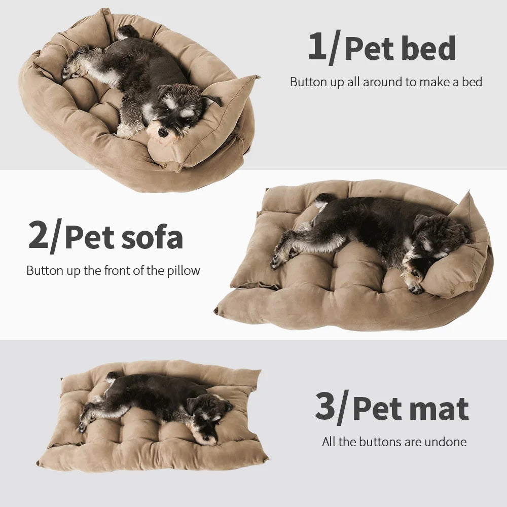 Somna Pets™ 3-in-1 Cozy Pet Bed – Plush Sofa Bed for Dogs & Cats