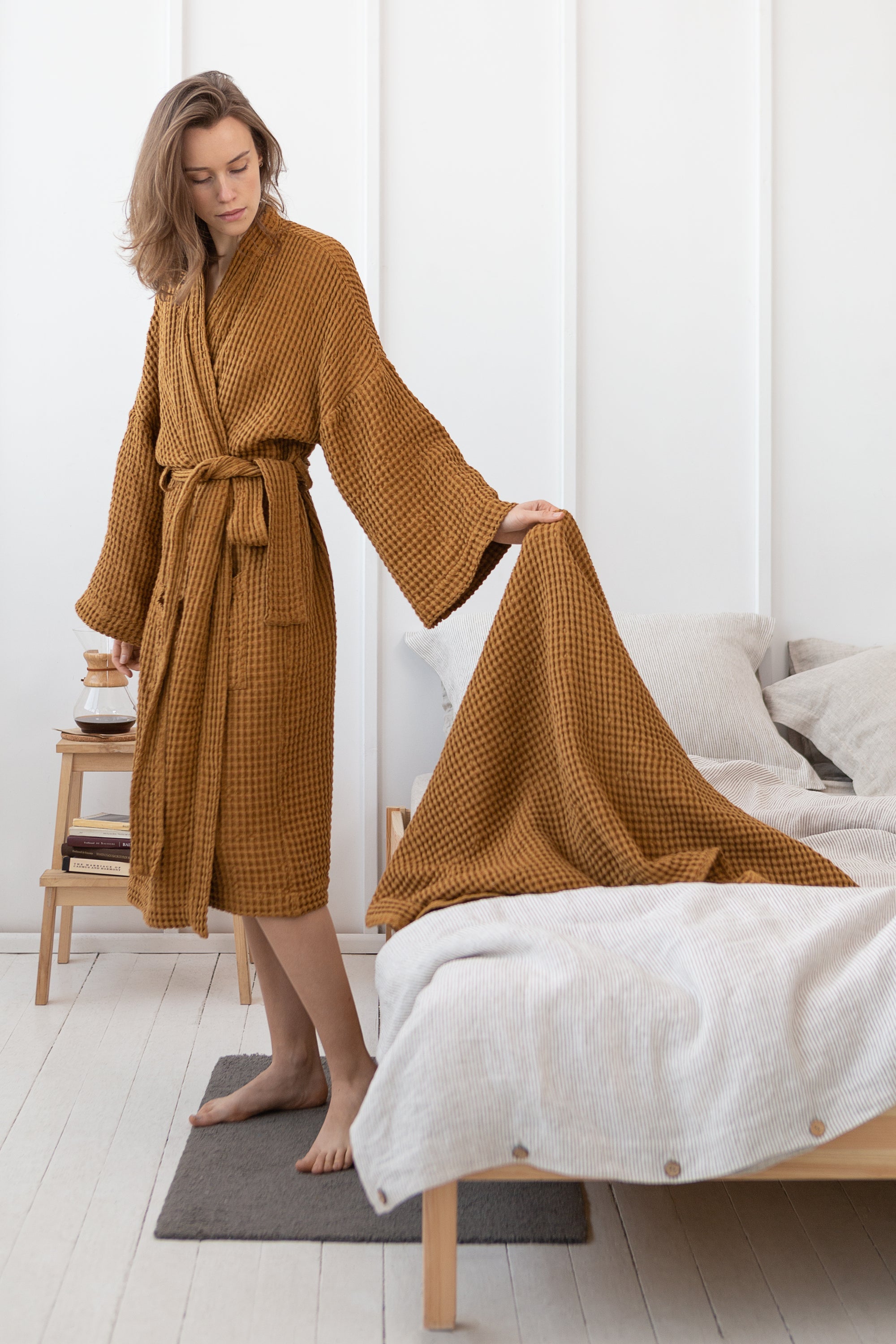 Amber Waffle Linen Body Towel – Textured Elegance